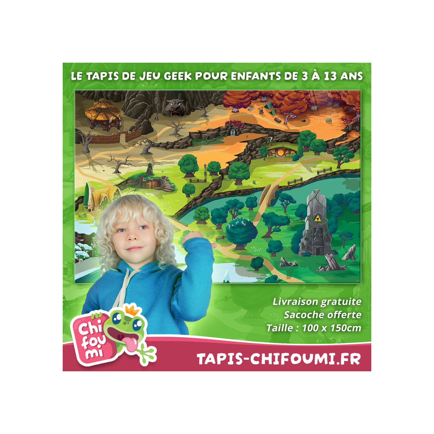 Tapis Chifoumi - Tapis de jeu pour enfants “Middle plains” - 150x100cm